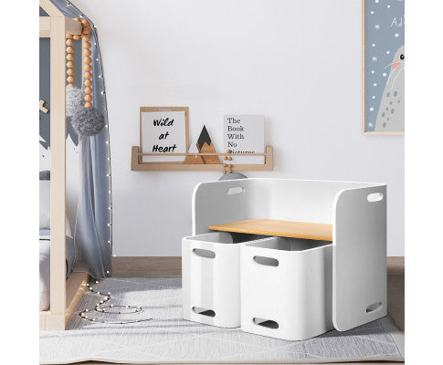 Keezi 3 PC Nordic Kids Table Chair Set White Desk Activity Compact Children