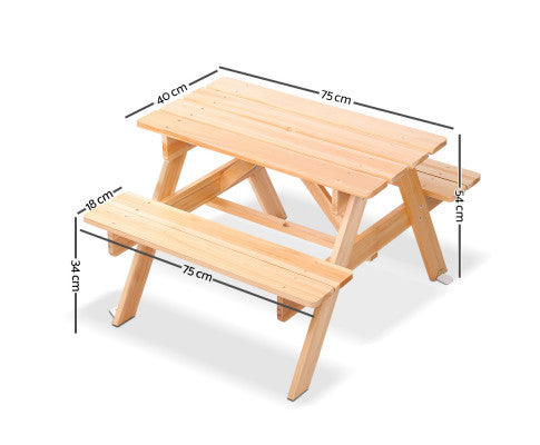 Keezi Kids Wooden Picnic Table Set with Umbrella
