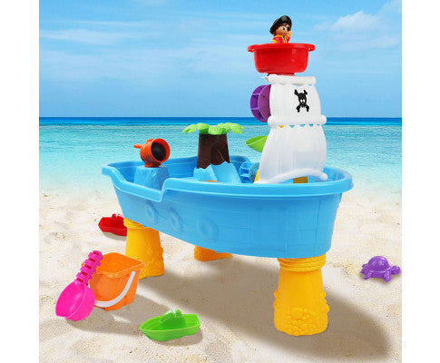 Kids Beach Sand and Water Toys Outdoor Table Pirate Ship Childrens Sandpit