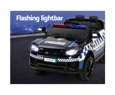Rigo Kids Ride On Car Inspired Patrol Police Electric Powered Toy Cars Black
