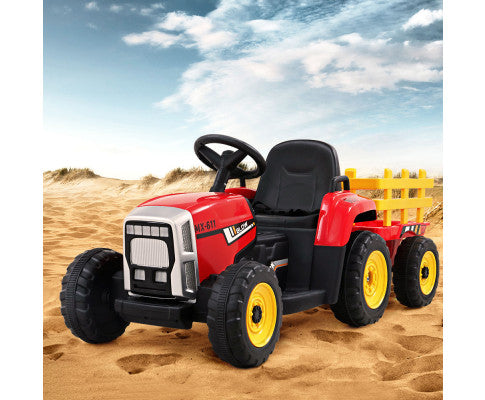 Rigo Ride On Car Tractor Toy Kids Electric Cars 12V Battery Child Toddlers Red