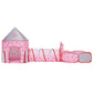 Keezi Kids Playhouse Play Tent Pop Up Castle Crawl Tunnel Basketball Hoop Pink