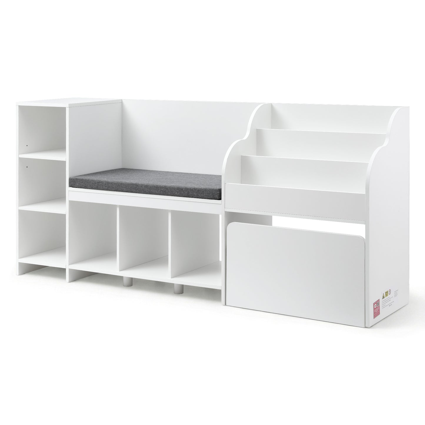 Keezi Kids Bookshelf Storage Organiser Toy Box Drawer Bench Seat Cabinet White