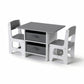 Keezi Kids Table and 2 Chairs Set Wooden Activity Table wit 2 Storage Drawers, Toddler Table and Chair Set for Children Drawing, Reading, Crafts, Eating, Grey