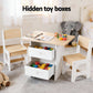 Keezi Kids Table and 2 Chairs Set Wooden Activity Table wit 2 Storage Drawers, Toddler Table and Chair Set for Children Drawing, Reading, Crafts, Eating, Natural