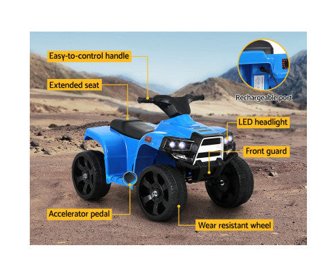 Rigo Kids Ride On ATV Quad Motorbike Car 4 Wheeler Electric Toys Battery Blue