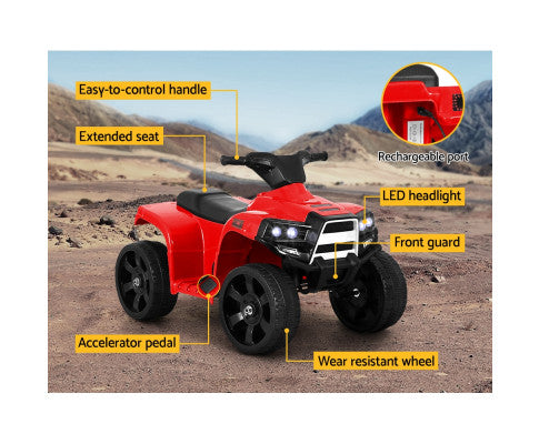 Rigo Kids Ride On ATV Quad Motorbike Car 4 Wheeler Electric Toys Battery Red