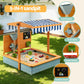 Keezi Kids Sandpit Wooden Canopy Sandbox With Cover Funnel Outdoor Toys 110cm Green