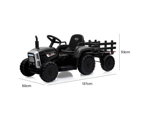 ROVO KIDS Electric Battery Operated Ride On Tractor Toy, Remote Control, Black