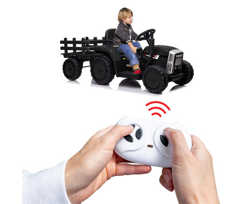 ROVO KIDS Electric Battery Operated Ride On Tractor Toy, Remote Control, Black