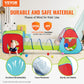 3 in 1 Kids Play Tent with Tunnel for Boys, Girls, Babies and Toddlers, Indoor/Outdoor Pop Up Playhouse with Carrying Bag & Banding Straps as Birthday Gifts, Red/Yellow/Blue Multicolor