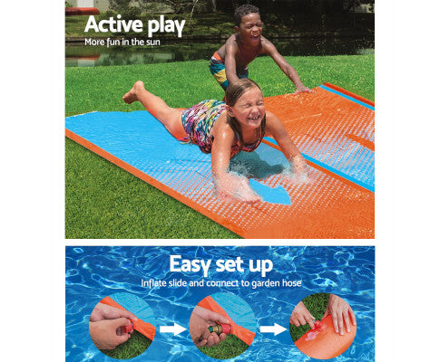 Bestway Inflatable Water Slip Slide Double Kids Splash Toy Outdoor Play 4.88M