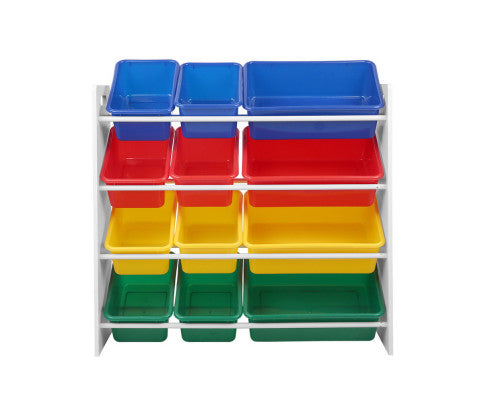 Keezi 12 Plastic Bins Kids Toy Organiser Box Bookshelf Storage Children Rack