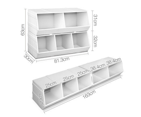 Keezi Kids Toy Box Stackable Bookshelf Storage Organiser Bookcase Shelf