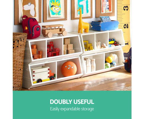 Keezi Kids Toy Box Stackable Bookshelf Storage Organiser Bookcase Shelf