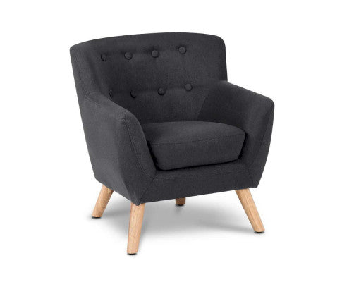 Keezi Kids Sofa Armchair Black Linen Lounge Nordic French Couch Children Room