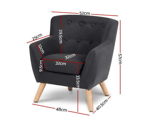 Keezi Kids Sofa Armchair Black Linen Lounge Nordic French Couch Children Room