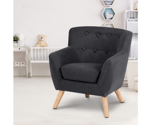 Keezi Kids Sofa Armchair Black Linen Lounge Nordic French Couch Children Room