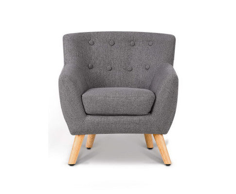 Keezi Kids Sofa Armchair Grey Linen Lounge Nordic French Couch Children Room