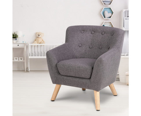 Keezi Kids Sofa Armchair Grey Linen Lounge Nordic French Couch Children Room