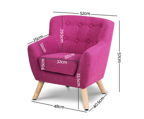 Keezi Kids Sofa Armchair Pink Linen Lounge Nordic French Couch Children Room