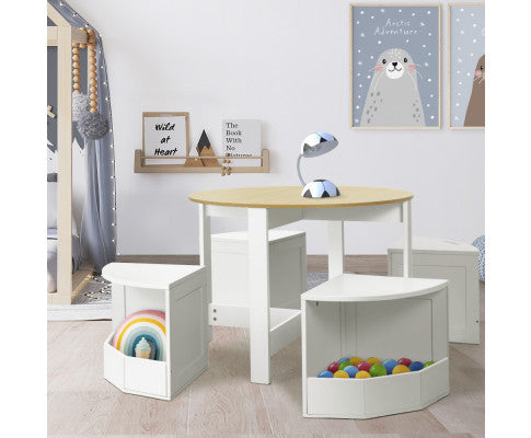 Childrens table and online chairs set with storage