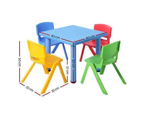 Keezi 5 Piece Kids Table and Chair Set - Blue