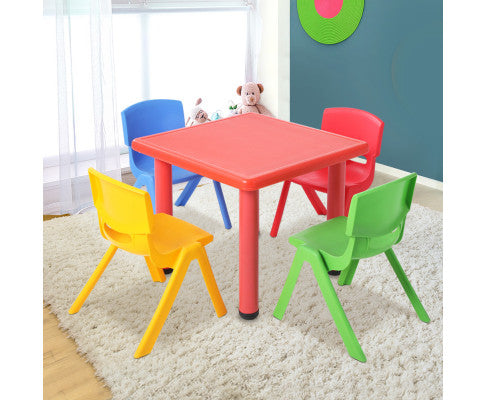 Keezi Kids Table and 4 Chairs Set Children Plastic Activity Play Outdoor 60x60cm