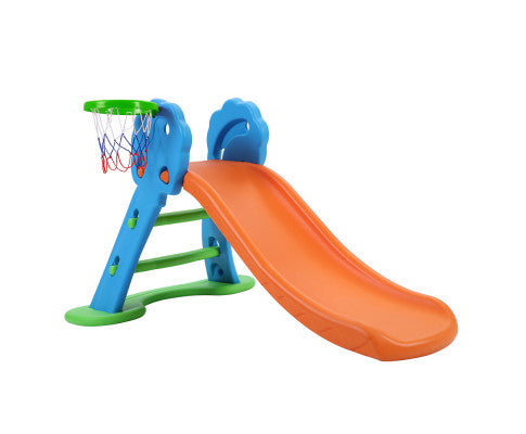 Keezi Kids Slide with Basketball Hoop with Ladder Base Outdoor Indoor Playground Toddler Play