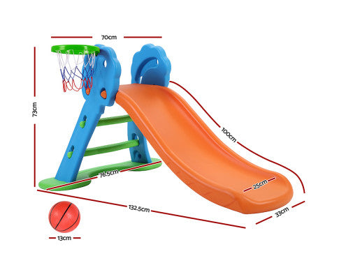 Keezi Kids Slide with Basketball Hoop with Ladder Base Outdoor Indoor Playground Toddler Play