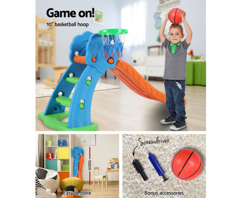 Keezi Kids Slide with Basketball Hoop with Ladder Base Outdoor Indoor Playground Toddler Play