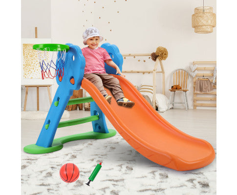 Keezi Kids Slide with Basketball Hoop with Ladder Base Outdoor Indoor Playground Toddler Play