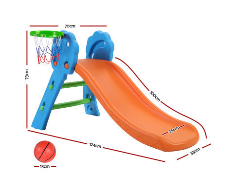 Keezi Kids Slide with Basketball Hoop Outdoor Indoor Playground Toddler Play