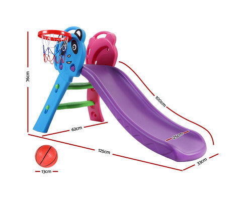 Keezi Kids Slide with Basketball Hoop Outdoor Indoor Playground Toddler Play