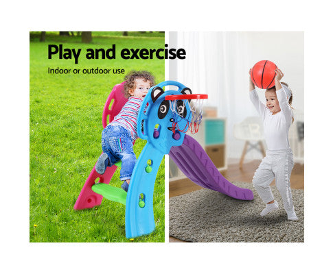 Keezi Kids Slide with Basketball Hoop Outdoor Indoor Playground Toddler Play