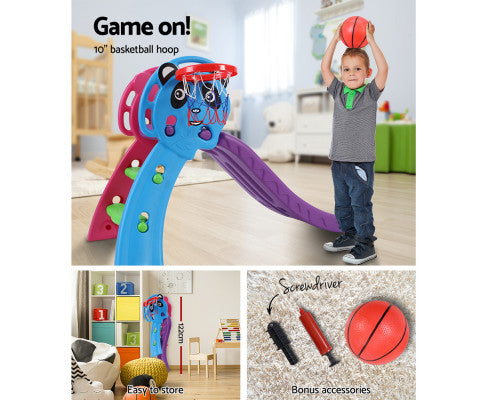 Keezi Kids Slide with Basketball Hoop Outdoor Indoor Playground Toddler Play