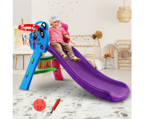 Keezi Kids Slide with Basketball Hoop Outdoor Indoor Playground Toddler Play