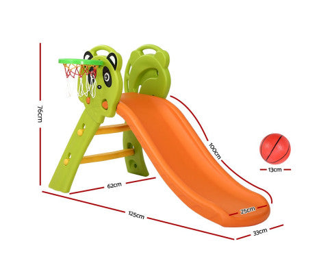 Keezi Kids Slide Basketball Hoop Activity Center Outdoor Toddler Play Set Orange