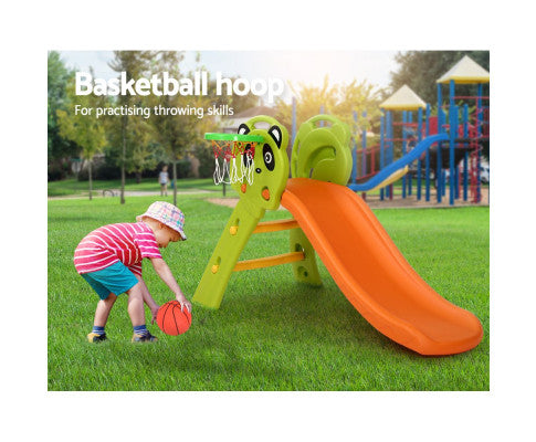 Keezi Kids Slide Basketball Hoop Activity Center Outdoor Toddler Play Set Orange