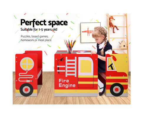 Keezi Kids Fire Truck Table & Chair Set