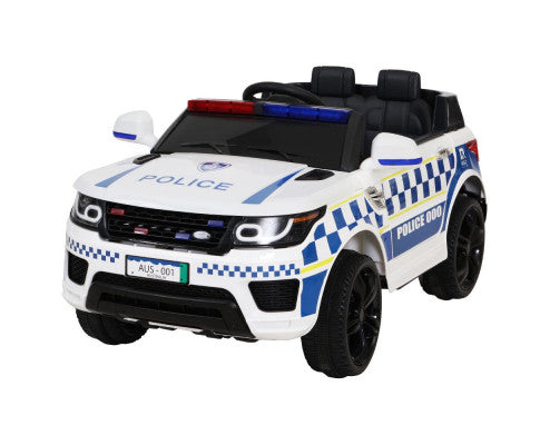 Rigo Kids Ride On Car Inspired Patrol Police Electric Powered Toy Cars White