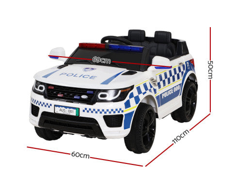 Rigo Kids Ride On Car Inspired Patrol Police Electric Powered Toy Cars White