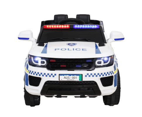 Rigo Kids Ride On Car Inspired Patrol Police Electric Powered Toy Cars White