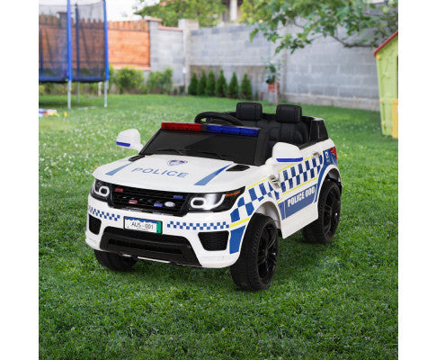 Rigo Kids Ride On Car Inspired Patrol Police Electric Powered Toy Cars White