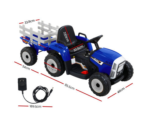 Rigo Ride On Car Tractor Toy Kids Electric Cars 12V Battery Child Toddlers Blue