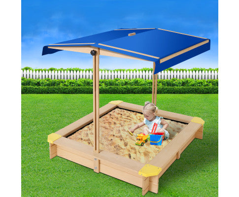 Keezi Wooden Outdoor Sand Box Set Sand Pit- Natural Wood