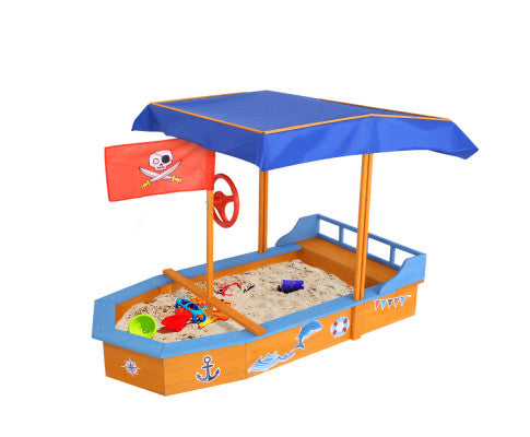 Keezi Boat-shaped Canopy Sand Pit