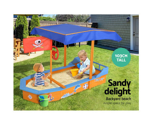 Keezi Boat shaped Canopy Sand Pit Kidz World