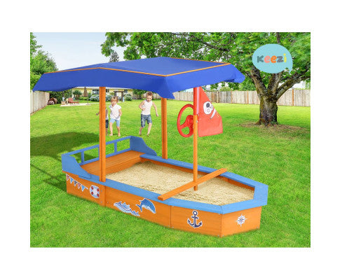 Keezi Boat-shaped Canopy Sand Pit