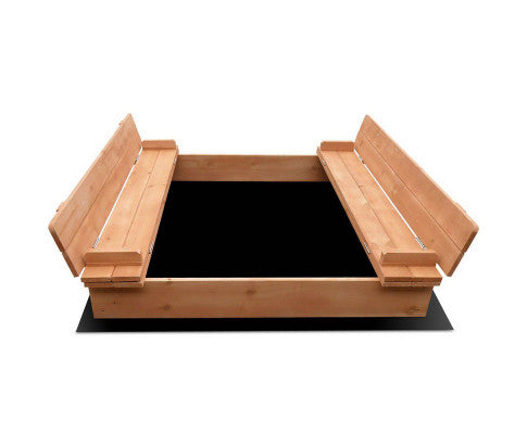 Keezi Wooden Outdoor Sandpit Set - Natural Wood